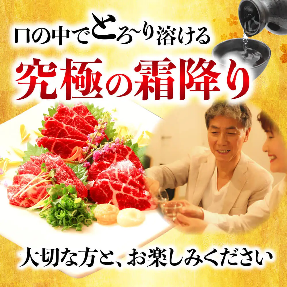 【国産】極上の霜降り馬刺し 食べ比べセット 計500g 中トロ 大トロ 専用タレ付き 058-0684