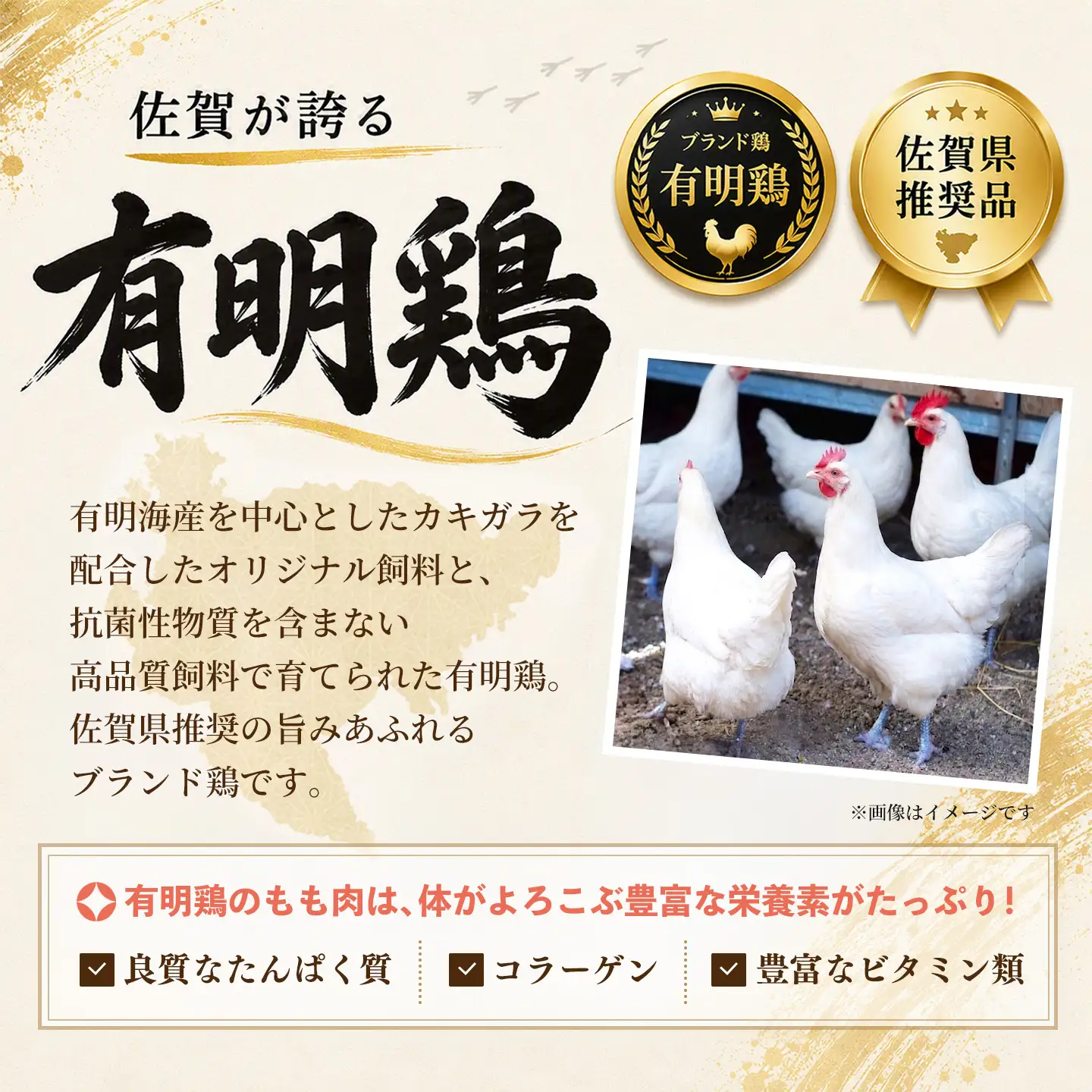 佐賀県産有明鶏 モモ4kg(2000g×2) (H081105)