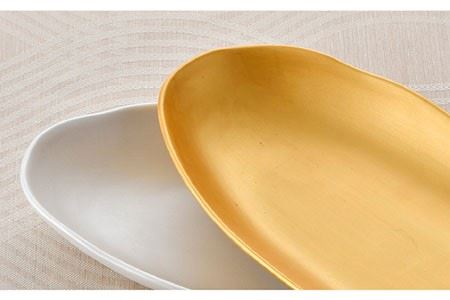 【波佐見焼】波佐見塗 楕円皿 プレート 金・銀 2枚セット 食器 皿 【野下上絵】 [LE05] 波佐見焼