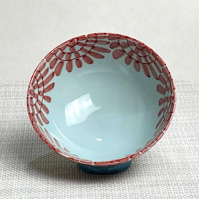【波佐見焼】 タコ唐草 夫婦 茶碗・箸置き 縁起のいい柄シリーズ 青と赤 4個セット 食器 皿 【大新窯】 [DC82]  波佐見焼