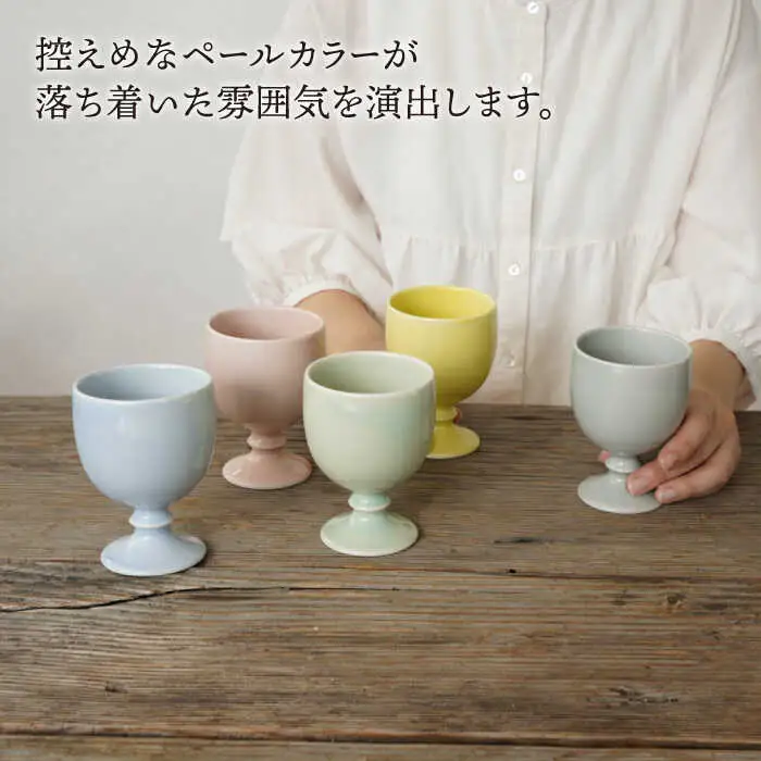【波佐見焼】ワインカップ 2点セット ペールピンクグリーン×ペールグレー iroiro 【藍染窯】 ペア カップ フリーカップ 脚付き ゴブレット [JC63]