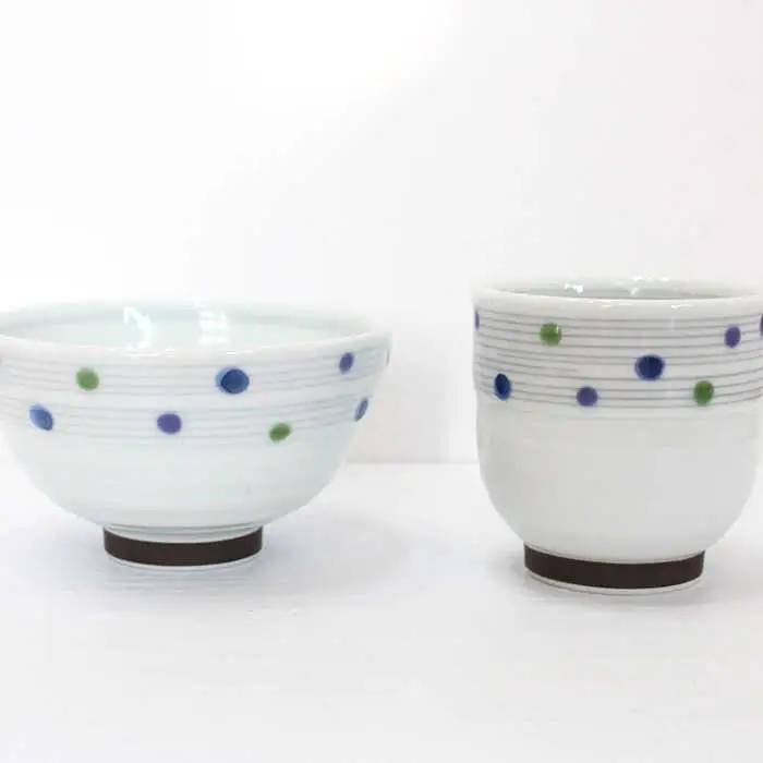 【波佐見焼】色彩水玉（ 茶碗 ・ 湯呑 ）4点セット 食器 皿 【陶芸ゆたか】 [VA93]  波佐見焼