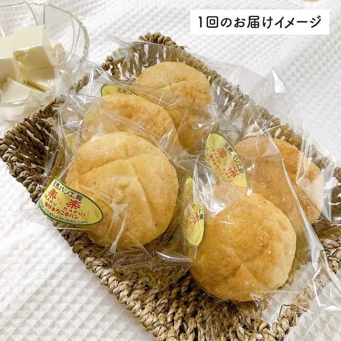 【 全6回 定期便 】自家製 豆乳 を使った お 豆腐 入り の メロンパン ( 卵 / 乳製品 不使用 )《糸島》【天然パン工房楽楽】【いとしまごころ】[AVC045]