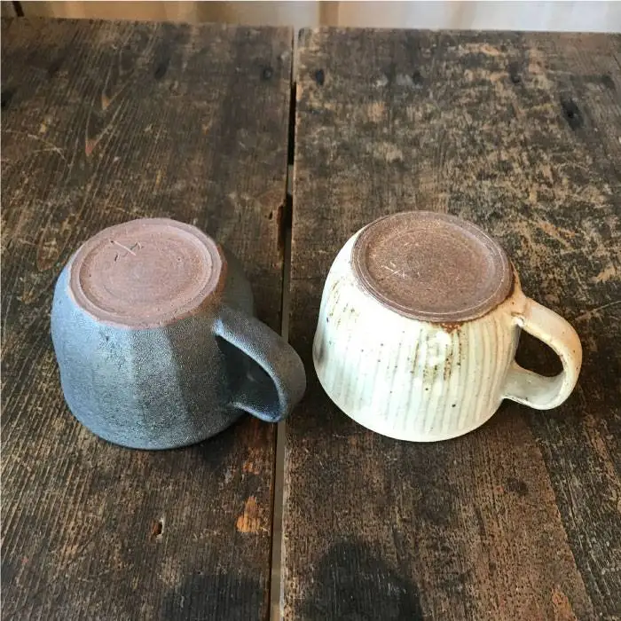 【 アイボリー & アイアン ブラック 】 スープ マグカップ ペア セット 糸島市 / うつわと手仕事の店 研  器 陶器 食器 スープマグ クラフト 手作り [ARD019]