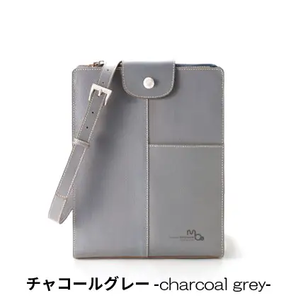 ショルダーバッグ本革姫路レザーA4縦型ショルダーバッグ チャコールグレー