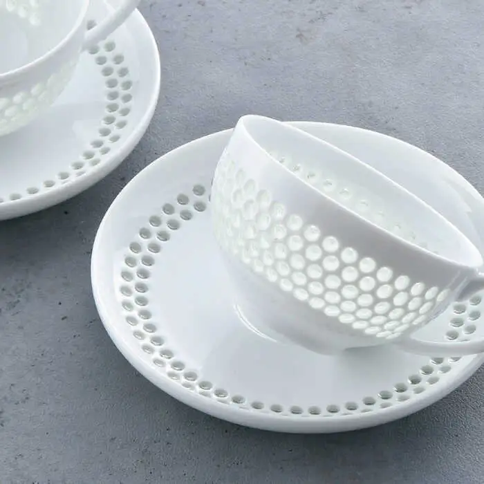 【波佐見焼】水晶プレミアム ティーカップ ソーサー 2客セット 食器 皿 【丹心窯】 [AB37]  波佐見焼