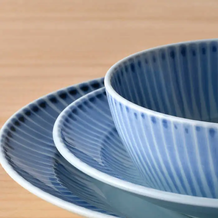 【波佐見焼】十草 プレート （19cm・24cm）・ボウル 小 3点セット（青色） 食器 皿 【大新窯】 [DC97]  波佐見焼