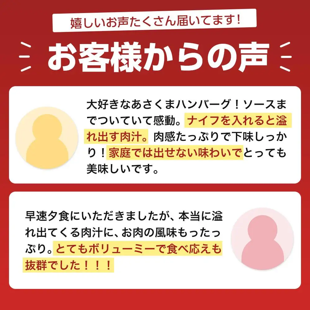 あさくま　あさくまハンバーグ詰合せ　牛肉100%の肉々しい食感　ハンバーグ