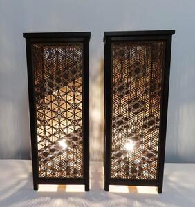 レーザー行灯「趣」Lサイズ  竜胆と八重麻の葉組子デザイン 高さ65cm LED電球付き