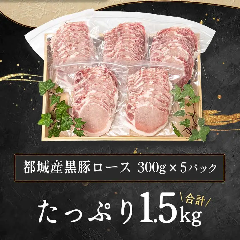 都城産黒豚ロース鉄板焼用1.5kg〔AA-2507〕_(都城市) 豚肉 都城産黒豚 ロース 300g×5パック 国産 焼肉 しょうが焼き 野菜炒め 豚丼 厚切りスライス 冷凍保存