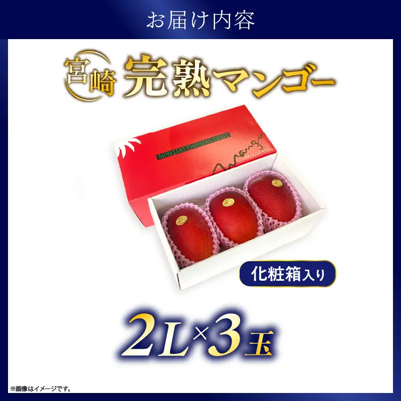 先行予約 完熟マンゴー 2L×3玉（化粧箱）マンゴー 宮崎 果物 フルーツ くだもの 2027年 国産 高級 マンゴージュース 南国フルーツ おすすめ デザート ギフト 贈り物 プレゼント 贈答 冷蔵 綾町 送料無料 【JA綾町】_A0114-2362