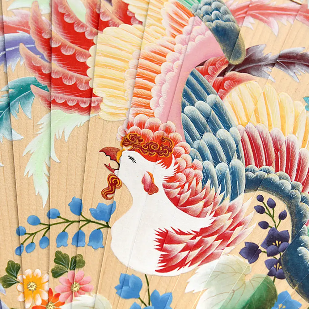 【舞扇堂】金銀箔押し手描き檜扇 鳳凰・桜 ｜京都 伝統 檜扇 扇子 