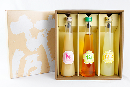 リキュール３種セット「梅酒」「桃酒」「柚子酒」各300ml／小泉酒造