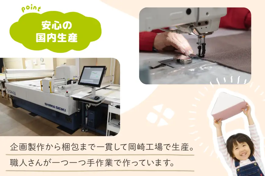 積み木クッション PLAYクッション+ ベーシック フェイス モノクロ 四角 2個  三角 2個  長方形 1個