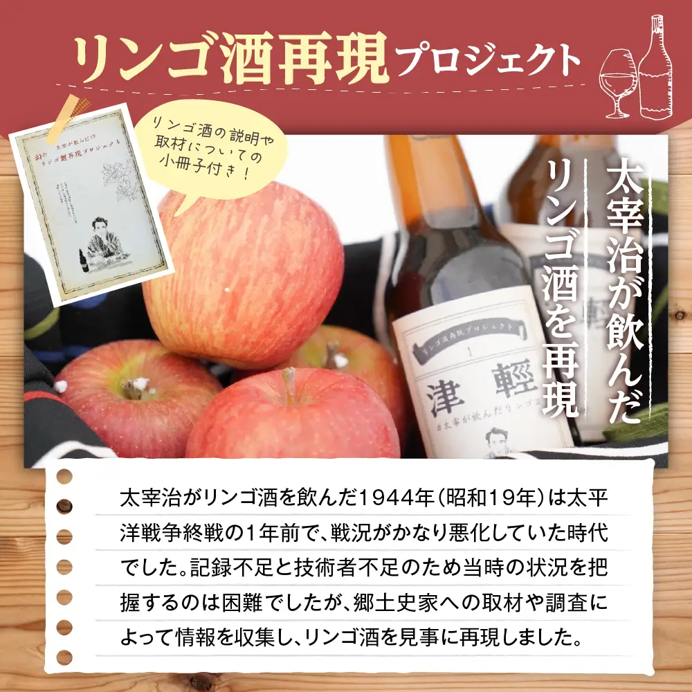 『太宰が飲んだ!?幻のリンゴ酒』復刻版「津輕」・献上版「RASHO」２本セット りんご 酒