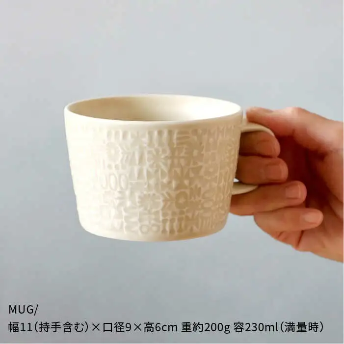 【波佐見焼】PATTERNED PLATE・MUG プレート マグカップ ペア 4点セット ecru＋morning mist 食器 皿 【BIRDS’ WORDS】 [CF001] 波佐見焼 食器