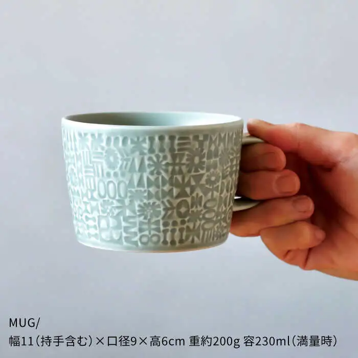【波佐見焼】PATTERNED PLATE・MUG ペア 4点セット squall gray＋morning mist 食器 皿 【BIRDS’ WORDS】 [CF006] 波佐見焼