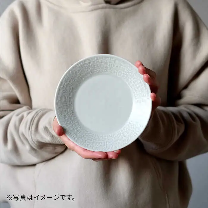 【波佐見焼】PATTERNED PLATE プレート ペア 2色セット ecru＋morning mist 食器 皿 【BIRDS' WORDS】 [CF011] 波佐見焼 食器