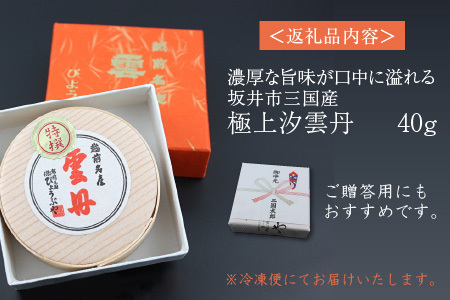 濃厚な旨味が口中に溢れる 坂井市三国産 極上汐雲丹 40g [C-9202]