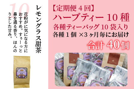 【定期便4回コース】おやすみ前のリラックス ノンカフェインハーブティー ティーバッグ 10種セット × 4回【J-12202】