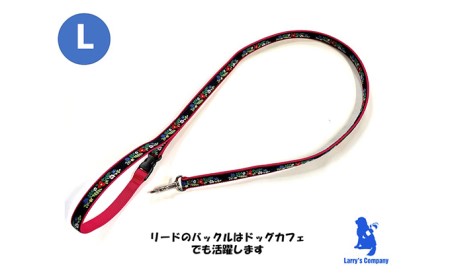 【中型犬用・Mサイズ】ハーフチョークカラーとリードのセット（レッドフラワー＆マゼンダピンク） 雑貨 日用品 Мサイズ 日本製 オリジナル 手作り 