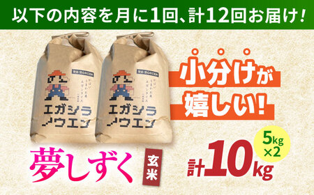 【全12回定期便】夢しずく 玄米 10kg（5kg×2袋）【江頭農園】  [HAU011]特A 特A評価 コメ お米 特A米