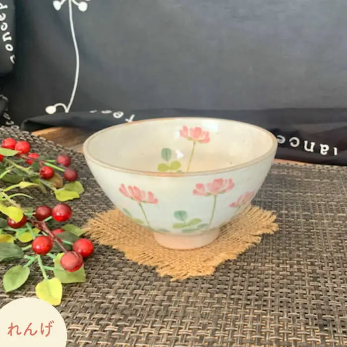 美濃焼】花柄模様 お茶碗 4個セット【竜仙窯】食器 ご飯茶碗 ボウル