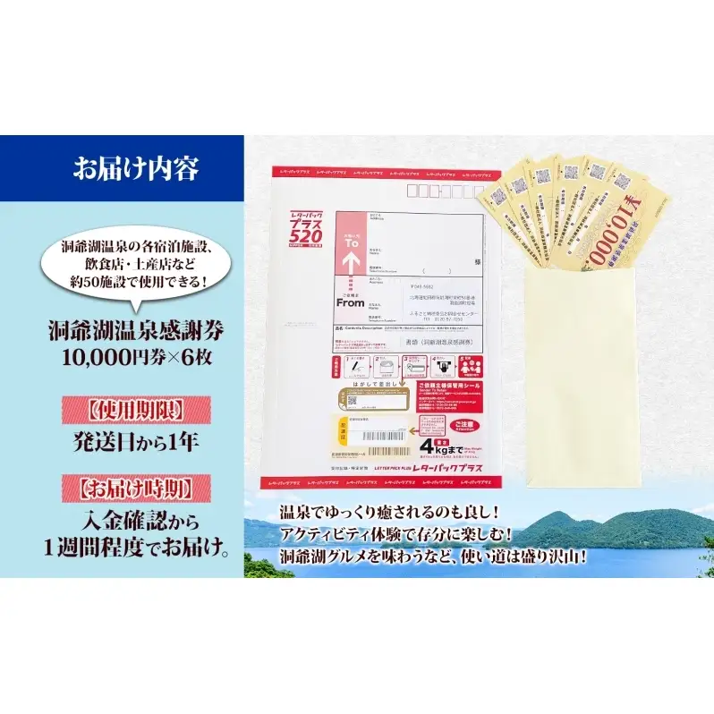 旅行 宿泊 クーポン 6万円分 感謝券 洞爺湖 温泉 旅行