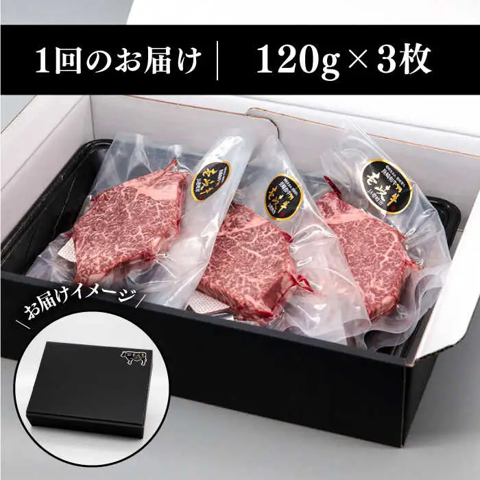 【全2回定期便】A4ランク以上 壱岐牛 ヒレステーキ 120g × 3枚 [JAA011] ヒレステーキ ヘレ フィレ 厚切り 赤身 希少部位 お肉 黒毛和牛 82000 82000円