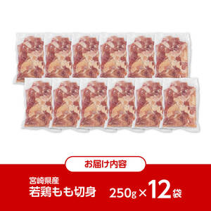 鶏肉【令和8年8月発送】小分け宮崎県産若鶏もも肉計3kg（250g×12袋）鶏肉