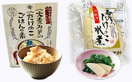 加賀たけのこ水煮 大麦みそ入り たけのこごはんの素(2合炊き用)セット