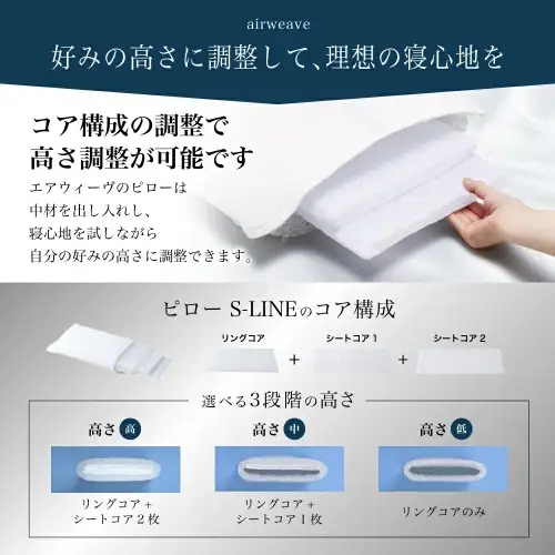 枕 エアウィーヴ ピロー S-LINE 寝具 ｴｱｳｨｰｳﾞ