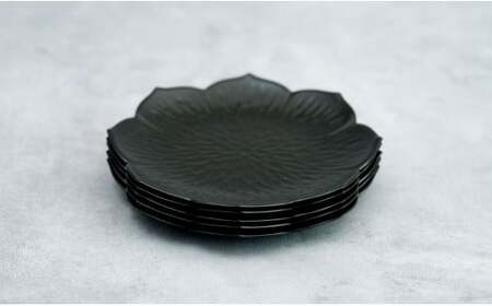 有田焼 flower plate 桔梗/漆黒 5枚セット 深海三龍堂 お皿 プレート 取り皿 ケーキ皿 パン皿 シンプル 食器 ay021