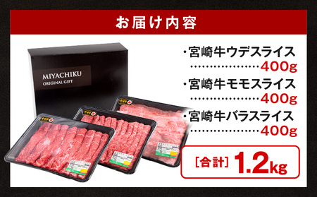 宮崎牛ウデスライス400g 宮崎牛モモスライス400g 宮崎牛バラスライス400g 赤身 宮崎牛 すき焼き