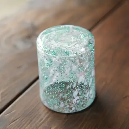【琉球ガラス工房 硝子家すずめ】サンゴ＜ロックグラス＞ 〇 伝統工芸品 琉球ガラス 涼しげ おしゃれ プレゼント インテリア グラス 沖縄 読谷村 贈り物 雑貨 珊瑚礁 海 手作り
