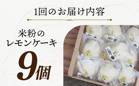 【全6回定期便】グルテンフリー レモンケーキ 9個[EBR007]  グルテンフリースイーツ スイーツ すいーつ 米粉 こめこ 焼菓子 詰め合わせ お菓子 レモンケーキ れもんけーき 長崎 冷凍 個包装 人気 ランダム おかし 定期便 定期 ていきびん