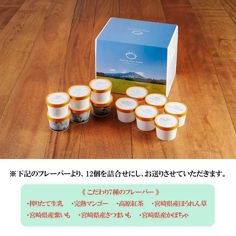 宮崎県グルメコンテスト2連覇『搾りたての生乳から作るカップアイス』詰め合わせセット(12個) 高原アイスクリーム研究所 TF0300-P00023