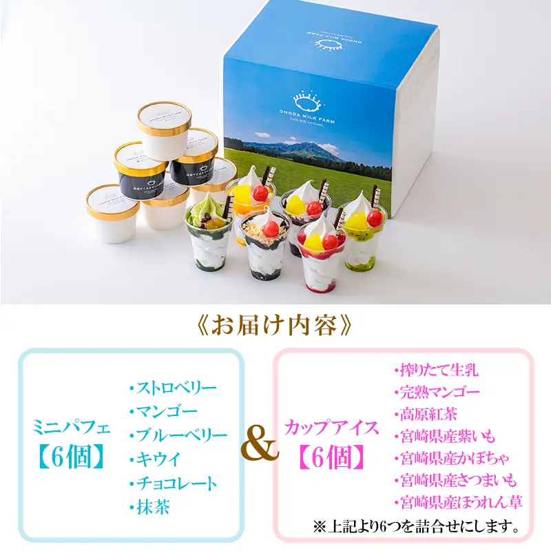 パフェ&カップアイス12個セット 宮崎県グルメコンテスト2連覇「高原アイスクリーム研究所」の人気スイーツ詰め合わせ TF0301-P00023