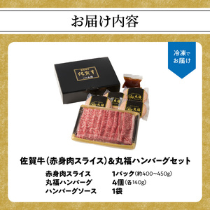 佐賀牛スライス＆丸福ハンバーグセット ／ 赤身肉 佐賀牛【B023】
