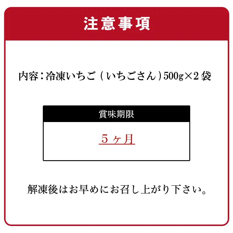 冷凍いちご(いちごさん) 500g×2袋(合計1kg)急速冷凍