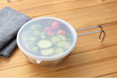 EJSB-600 燕熟の技 シェラカップ･ボウル15cm 手付きザル・蓋トレー・シリコン蓋付き