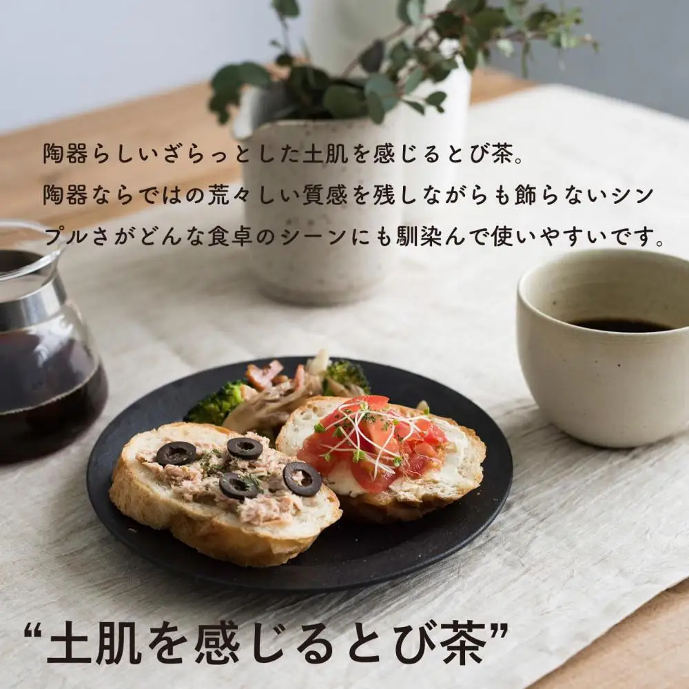 リムプレートM　とび茶生成りセット　s18-di14【信楽焼・明山】 (176776-40037059)