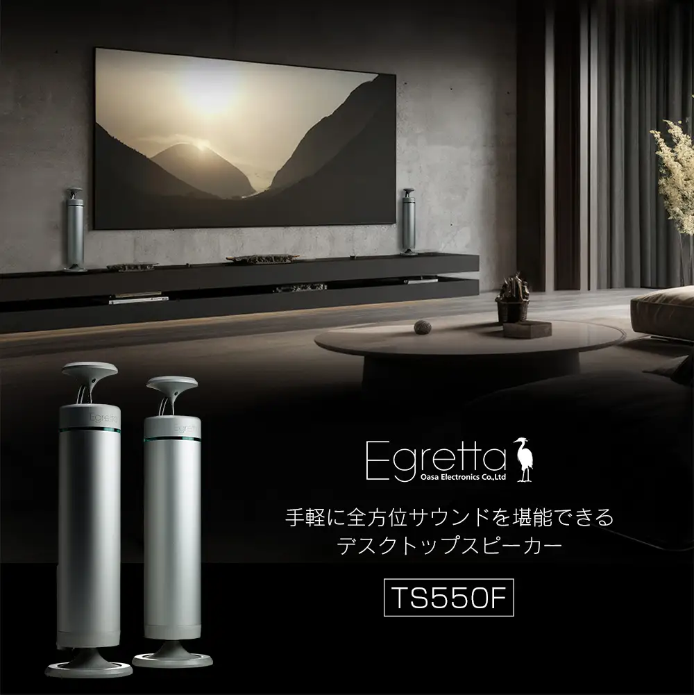 スピーカー オーディオ 全方位 無指向性 Egretta エグレッタ TS550F デスクトップサイズ全方位スピーカー オオアサ電子 アンプ搭載 2本1組_OE025_008