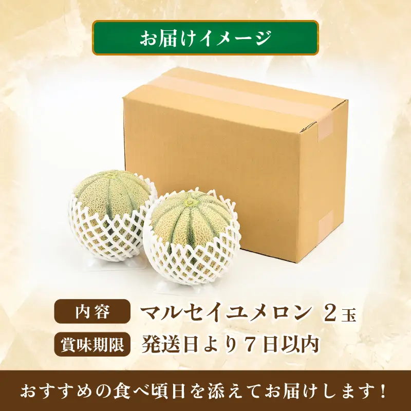 【先行予約】マルセイユメロン 2玉 約2.6kg以上（約1.3kg以上×2玉）大人気の赤肉品種！高級メロンの味わい ／ 果物 フルーツ ギフト 農家直送 ※2027年6月上旬以降順次発送  [aw065-a005]