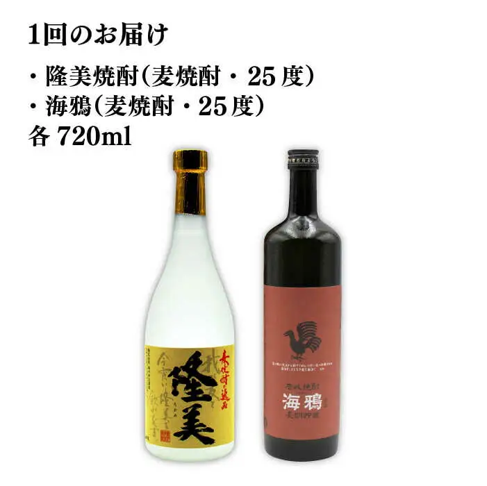 【全3回定期便】隆美焼酎25度と海鴉25度のセット [JDB189] 45000 45000円