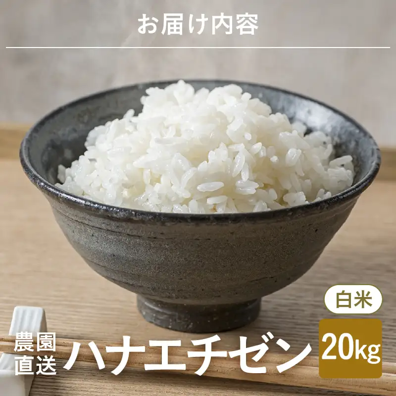 【先行予約】【令和8年産・新米】 ハナエチゼン20kg(5kg×4袋) ～本原農園からまごころコメて～（白米）【2026年9月上旬以降発送予定】 [D-8917_01]