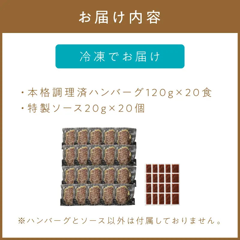 レンジ対応　本格調理済ハンバーグ20食　特製ソース付【001-0031】惣菜 湯せん 冷凍 セット 送料無料