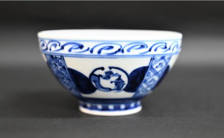 【波佐見焼】【※数量限定】古染地紋山水文 手造面取 茶碗 木箱入り 食器 お皿 飯椀【協立陶器】[TC123]