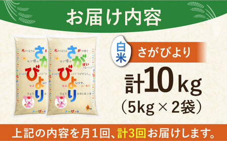 【全3回定期便】さがびより 白米 10kg（5kg×2袋）【株式会社 JA食糧さが】 [HCM002]