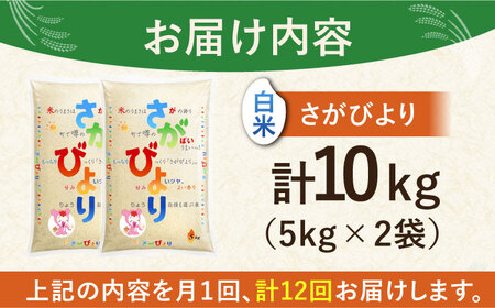 【全12回定期便】さがびより 白米 10kg（5kg×2袋）【株式会社 JA食糧さが】 [HCM004]